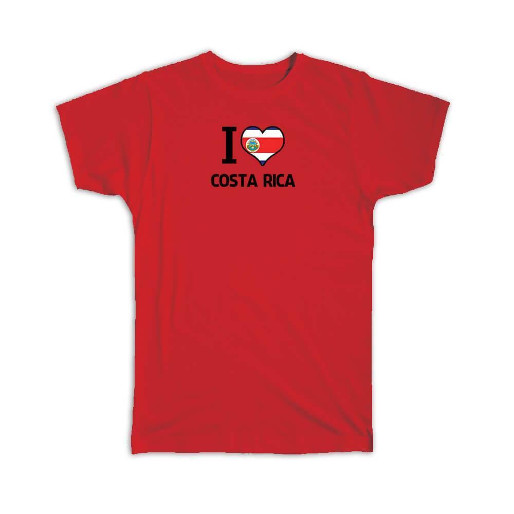 Gift T-Shirt : I Love Costa Rica Flag Heart Country Crest Rican Expat - Picture 5 of 10