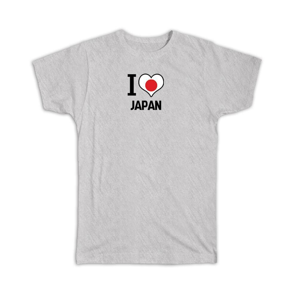 Gift T-Shirt : I Love Japan Flag Heart Country Crest Japanese