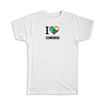 I Love Comoros : Gift T-Shirt Flag Heart Country Crest Comoran Expat