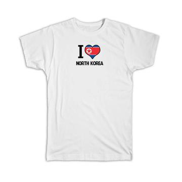 I Love North Korea : Gift T-Shirt Flag Heart Country Crest North Korean Expat Made in USA
