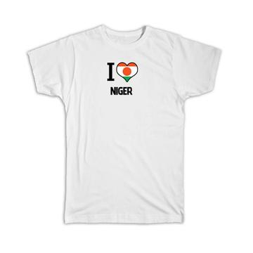 I Love Niger : Gift T-Shirt Flag Heart Country Crest Expat