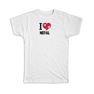 I Love Nepal : Gift T-Shirt Flag Heart Country Crest Nepalese Expat