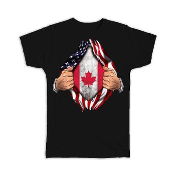 Canada : Gift T-Shirt Flag USA American Chest Canadian Expat Country
