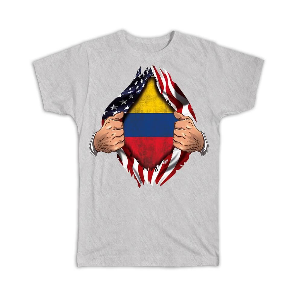 kaart oppervlakte ontploffing Gift T-Shirt : Colombia Flag USA American Colombian Expat Country Chest |  eBay