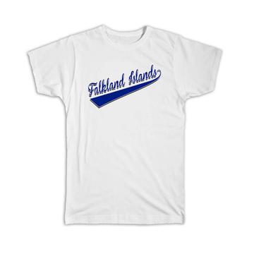 Falkland Islands : Gift T-Shirt Flag Varsity Script Baseball Beisbol Country Pride