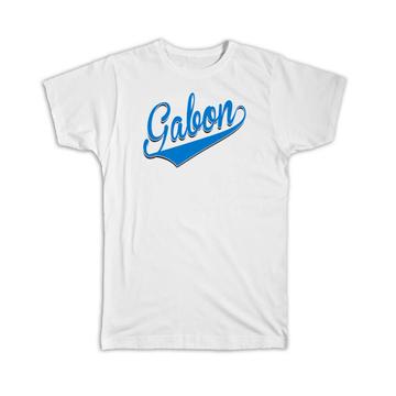 Gabon : Gift T-Shirt Flag Varsity Script Baseball Beisbol Country Pride Gabonese