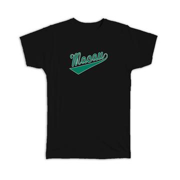 Macau : Gift T-Shirt Flag Varsity Script Baseball Beisbol Country Pride Macanese