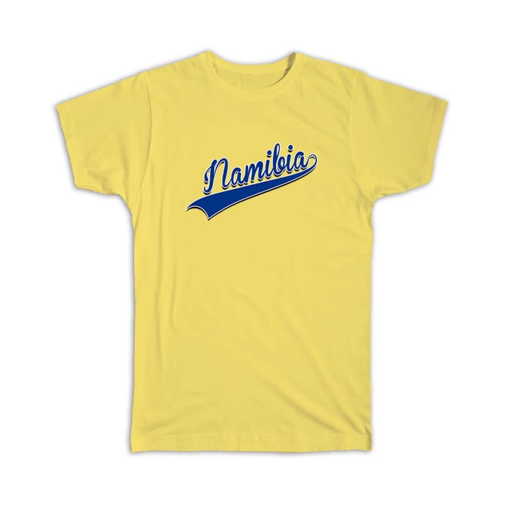 Gift T-Shirt : Namibia Flag Varsity Script Baseball Beisbol Country Pride