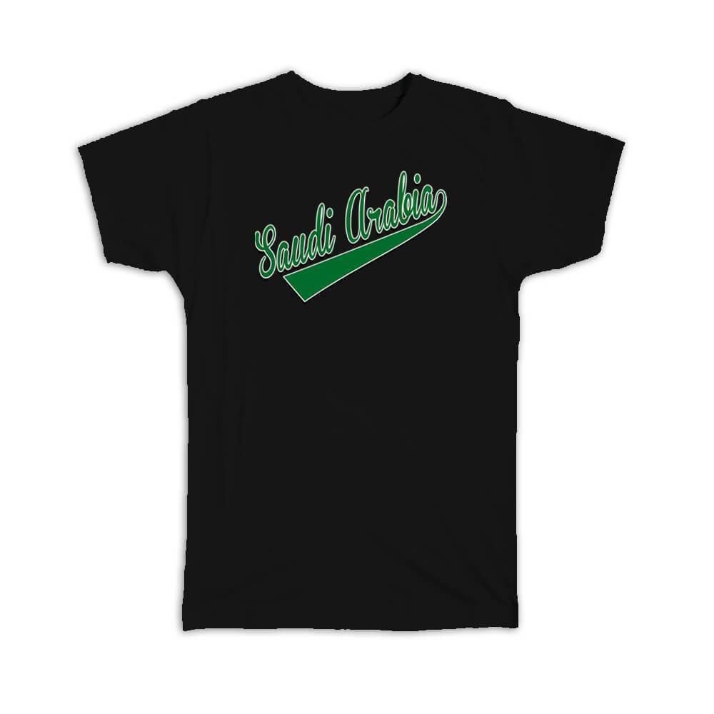 Saudi Arabia : Gift T-Shirt Flag Varsity Script Baseball Beisbol Country Pride