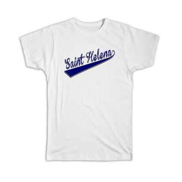 Saint Helena : Gift T-Shirt Flag Varsity Script Baseball Beisbol Country Pride