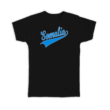 Somalia : Gift T-Shirt Flag Varsity Script Baseball Beisbol Country Pride Somali
