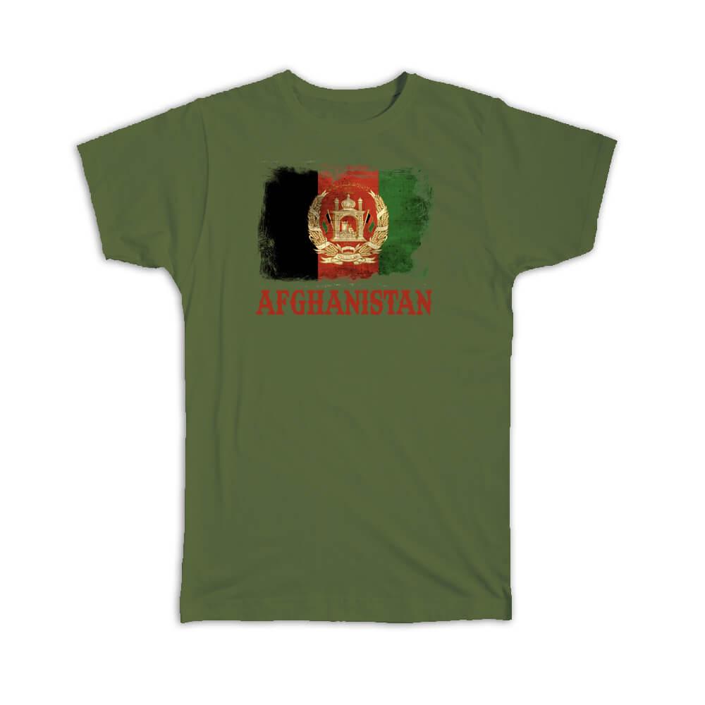 Gift T-Shirt : Afghanistan Afghan Flag Coat Of Arms Country