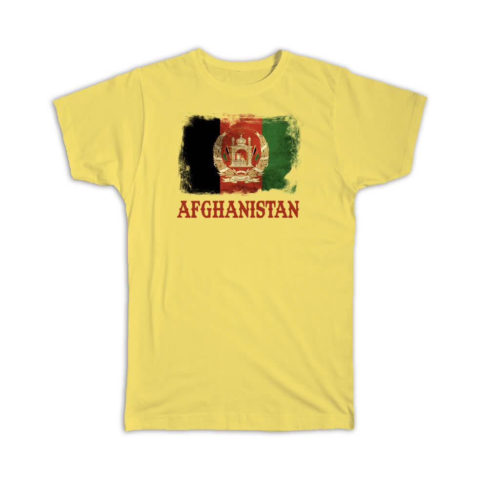 Gift T-Shirt : Afghanistan Afghan Flag Coat Of Arms Country