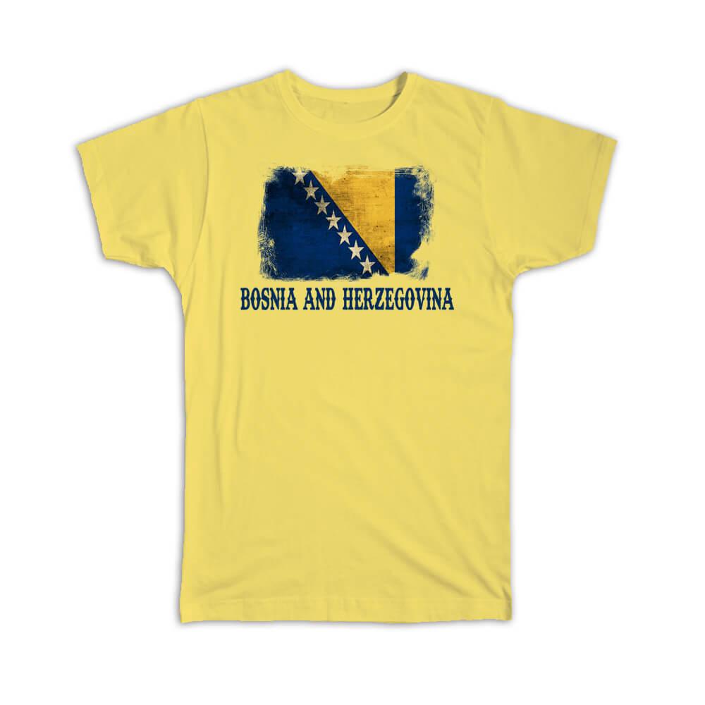 Gift T-Shirt : Bosnia And Herzegovina Flag Distressed Europe European Country
