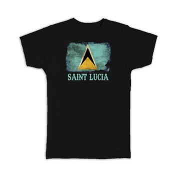 Saint Lucia Flag : Gift T-Shirt Distressed North American Country Pride Souvenir National Vintage