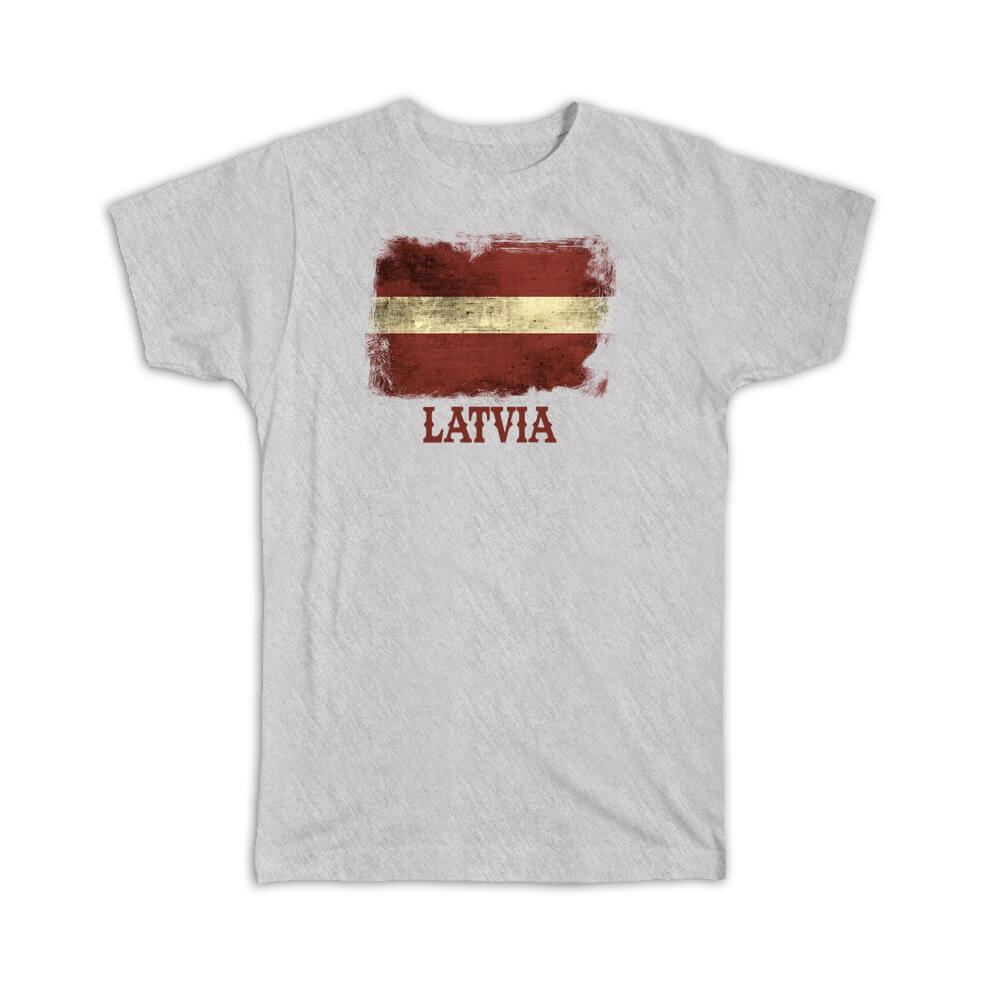Gift T-Shirt : Latvia Latvian Flag Proud Baltic Europe Country Vintage Souvenir