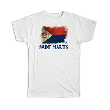 Saint Martin Flag : Gift T-Shirt Distressed North America Country Souvenir National Vintage Art