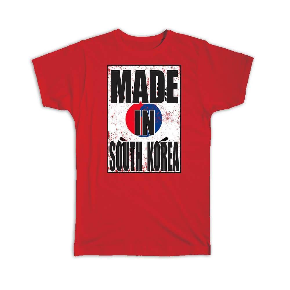 Gift T-Shirt : Made In South Korea Flag Retro Artistic Korean Expat Country
