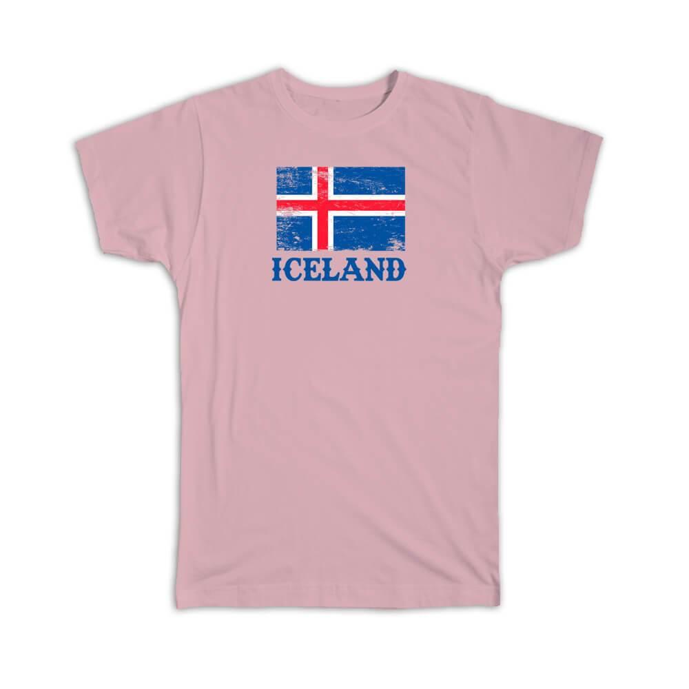 Junior Iceland Country Flag Nordic Europe Nation State Patriotic DT T-Shirt Tee 
