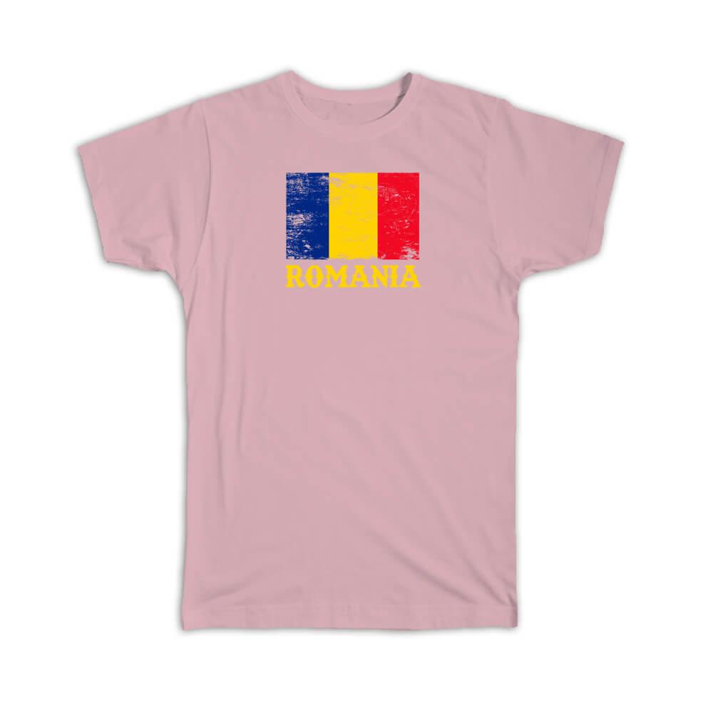 Gift T-Shirt : Romania Distressed Flag Patriotic Romanian Expat Country