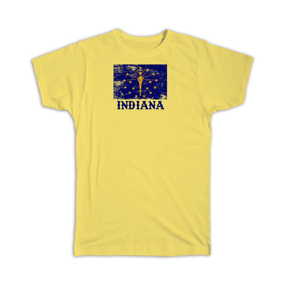 Gift T-Shirt : Indiana Flag Distressed Souvenir State USA Christmas Coworker