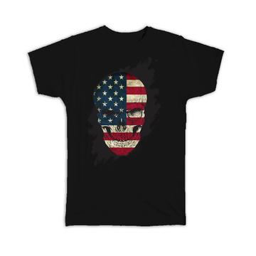 Skull American : Gift T-Shirt Flag USA United States Patriotic Stars & Stripes