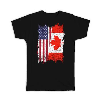 United States Canada : Gift T-Shirt American Canadian Flag Expat Mixed Country Flags