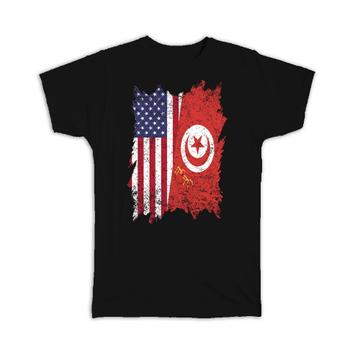 United States Tunisia : Gift T-Shirt American Tunisian Flag Expat Mixed Country Flags
