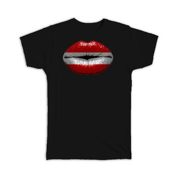 Lips Austrian Flag : Gift T-Shirt Austria Expat Country For Her Woman Feminine Women Sexy Flags Lipstick
