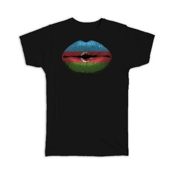 Lips Azerbaijani Flag : Gift T-Shirt Azerbaijan Expat Country For Her Woman Feminine Souvenir Sexy