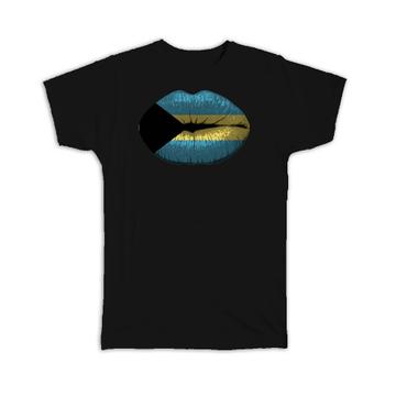 Lips Bahamian Flag : Gift T-Shirt Bahamas Expat Country For Her Women Feminine Lipstick Sexy