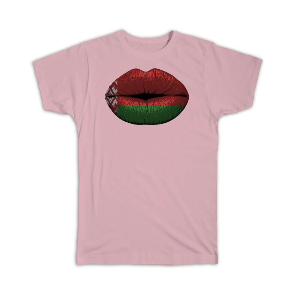 Gift T-Shirt : Lips Belarusian Flag Belarus Expat Country For Her Women Feminine