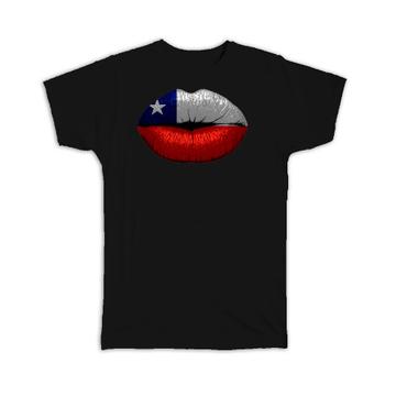 Lips Chilean Flag : Gift T-Shirt Chile Expat Country For Her Woman Feminine Women Sexy Flags Lipstick