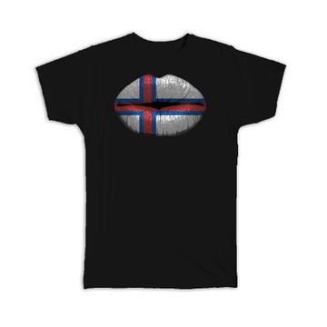 Lips Faroese Flag : Gift T-Shirt Faroe Islands Expat Country For Her Woman Feminine Souvenir Sexy