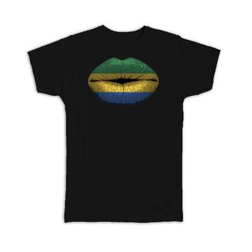 Lips Gabonese Flag : Gift T-Shirt Gabon Expat Country For Her Woman Feminine Lipstick Souvenir