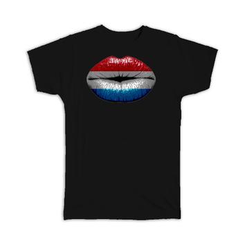 Lips Luxembourger Flag : Gift T-Shirt Luxembourg Expat Country