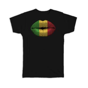 Lips Malian Flag : Gift T-Shirt Mali Expat Country For Her Women Feminine Lipstick Souvenir