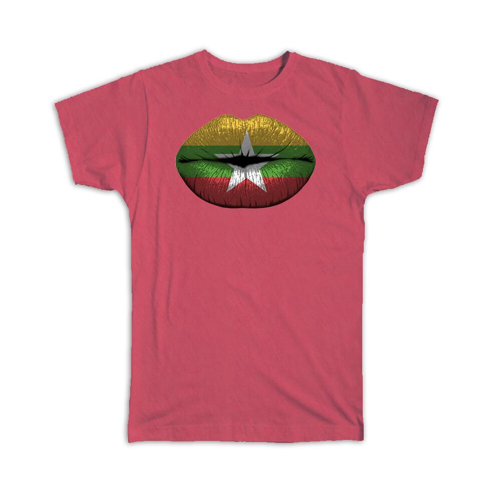 Gift T-Shirt : Lips Myanmar Flag Expat Country For Her Women Woman Feminine Sexy