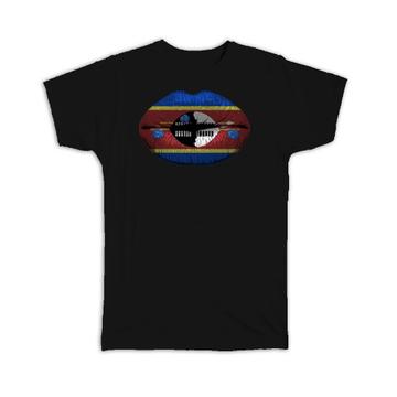 Lips Swazi Flag : Gift T-Shirt Swaziland Expat Country For Her Woman Feminine Souvenir Sexy