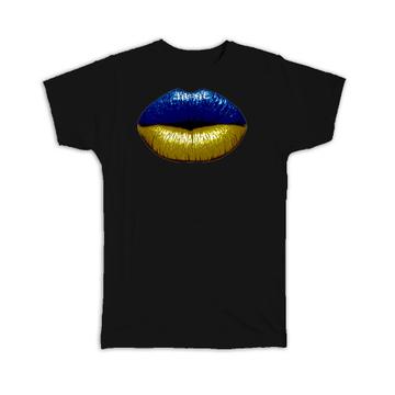 Lips Ukrainian Flag : Gift T-Shirt Ukraine Expat Country For Her Woman Feminine Women Sexy Flags Lipstick