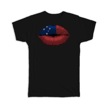 Lips Samoa Flag : Gift T-Shirt Expat Country For Her Woman Women Feminine Lipstick Sexy