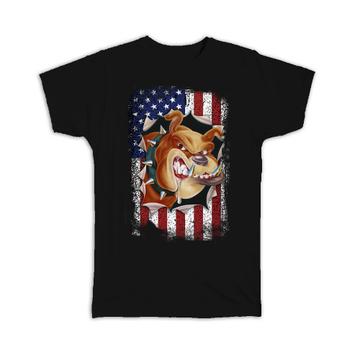 Bulldog American Flag : Gift T-Shirt Dog Patriotic Pet USA United States 4th July