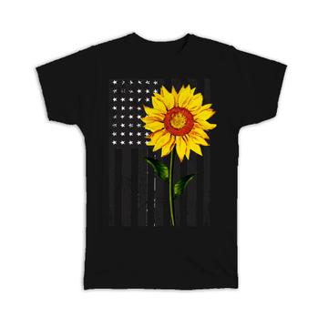 Sunflower USA Flag : Gift T-Shirt Spring America United States Flower Floral