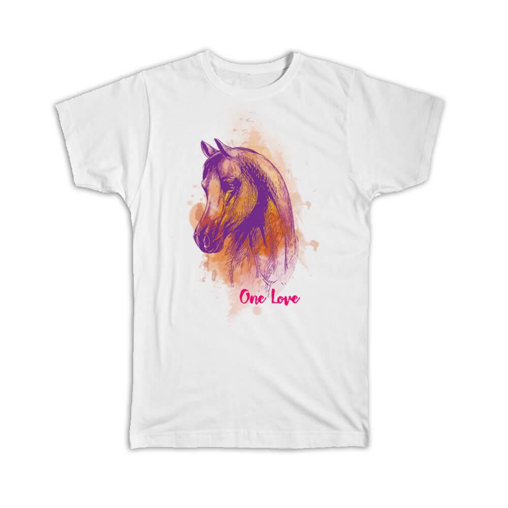 Gift T-Shirt : One Love Horse Cute Animal Drawing Feminine Friend Friendship