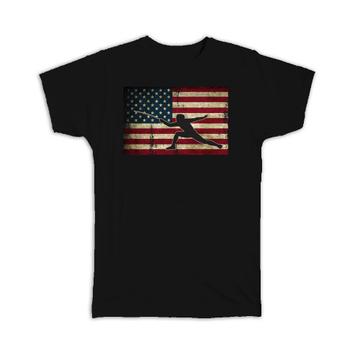 American Fencer : Gift T-Shirt USA Flag United States Fencing Fight Sport Lover America