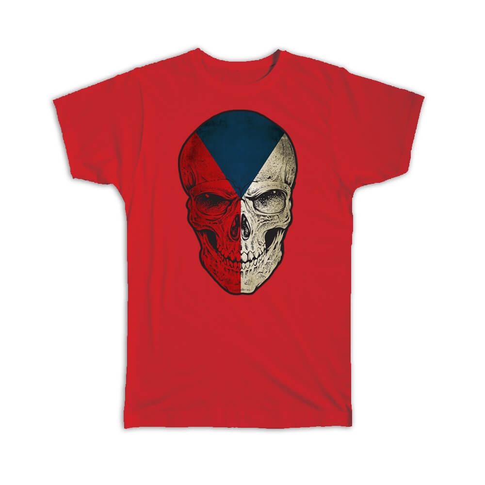 Gift T-Shirt : Czech Republic Flag Skull National Colors Independence Day