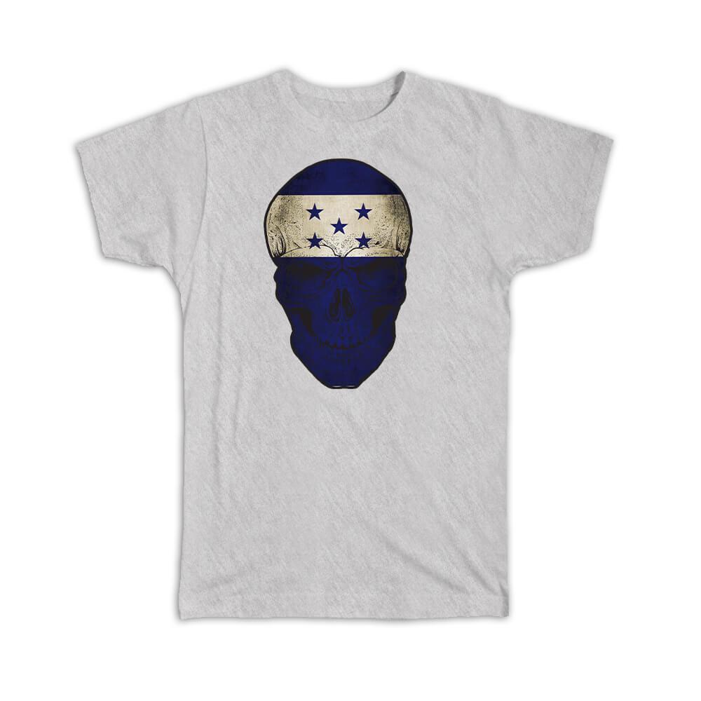 Gift T-Shirt : Honduras Flag Skull Honduran National Colors