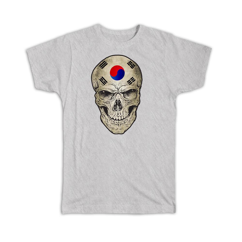 Gift T-Shirt : South Korea Flag Skull Korean National Colors