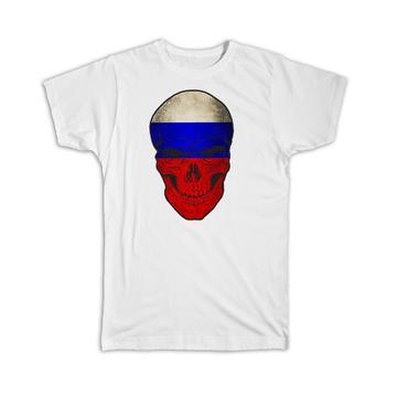 Russia Flag Skull : Gift T-Shirt Russian National Colors