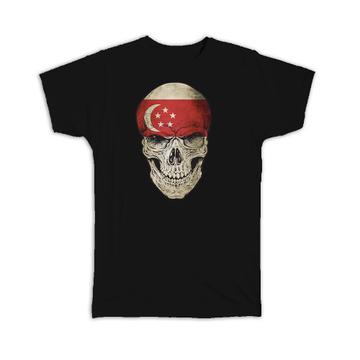 Singapore Flag Skull : Gift T-Shirt Singaporean National Colors
